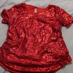 Red sequin top